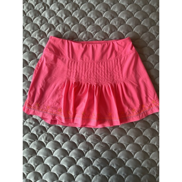 Lucky In Love Women S Neon Pink Pleated Embroidered Skort  Tennis  Pickle Ball - Picture 5 of 7